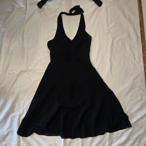 Ann Taylor Black Midi Halter Dress
